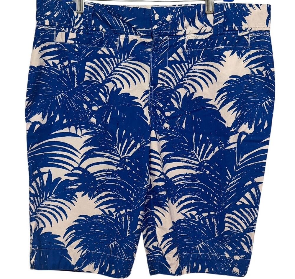 Old‎ Navy Women's Midrise Blue White Tropical Shorts Front Back Pockets Size 14